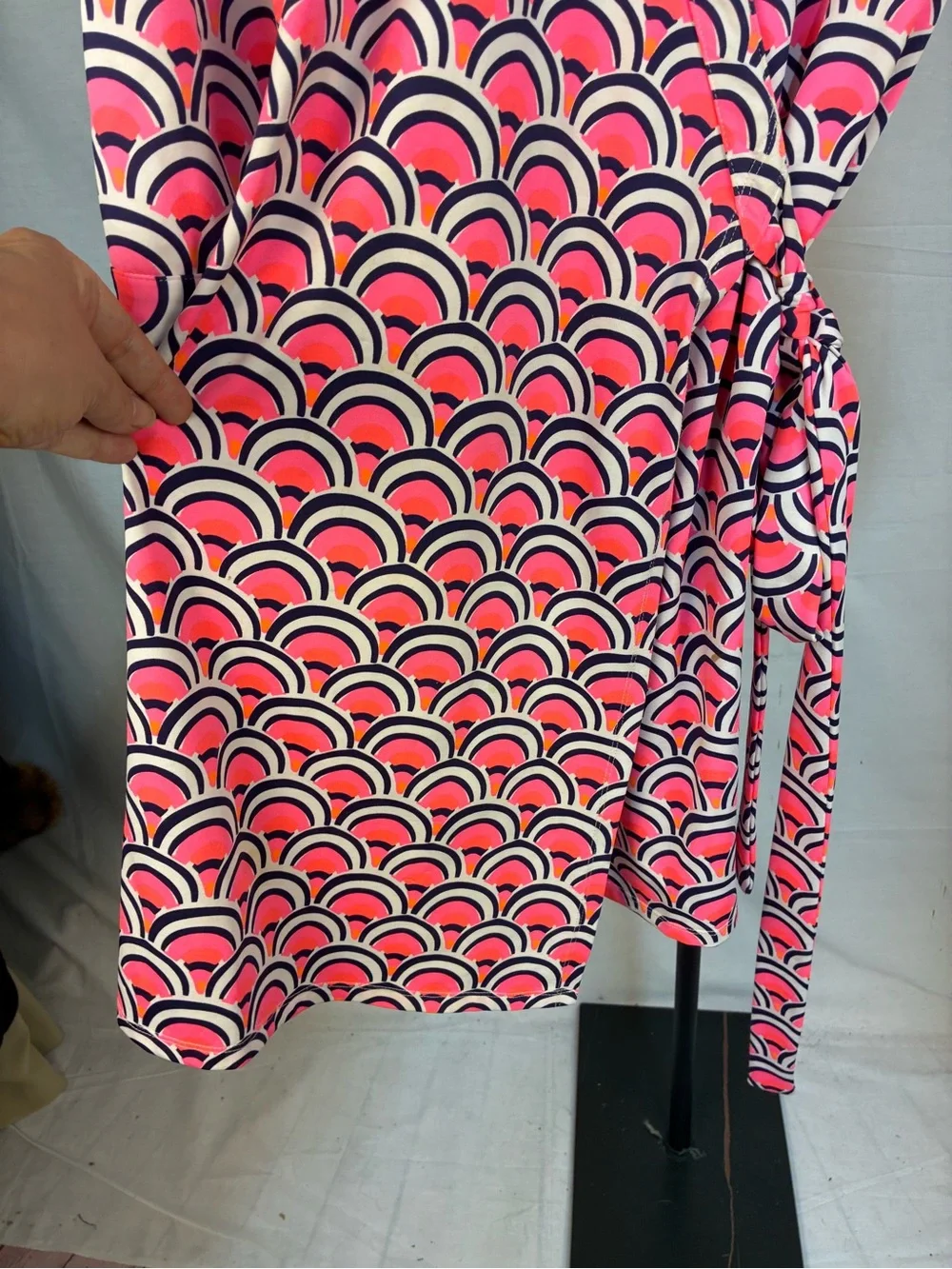Julie Brown NY Geometric Print Pink Wrap Dress M